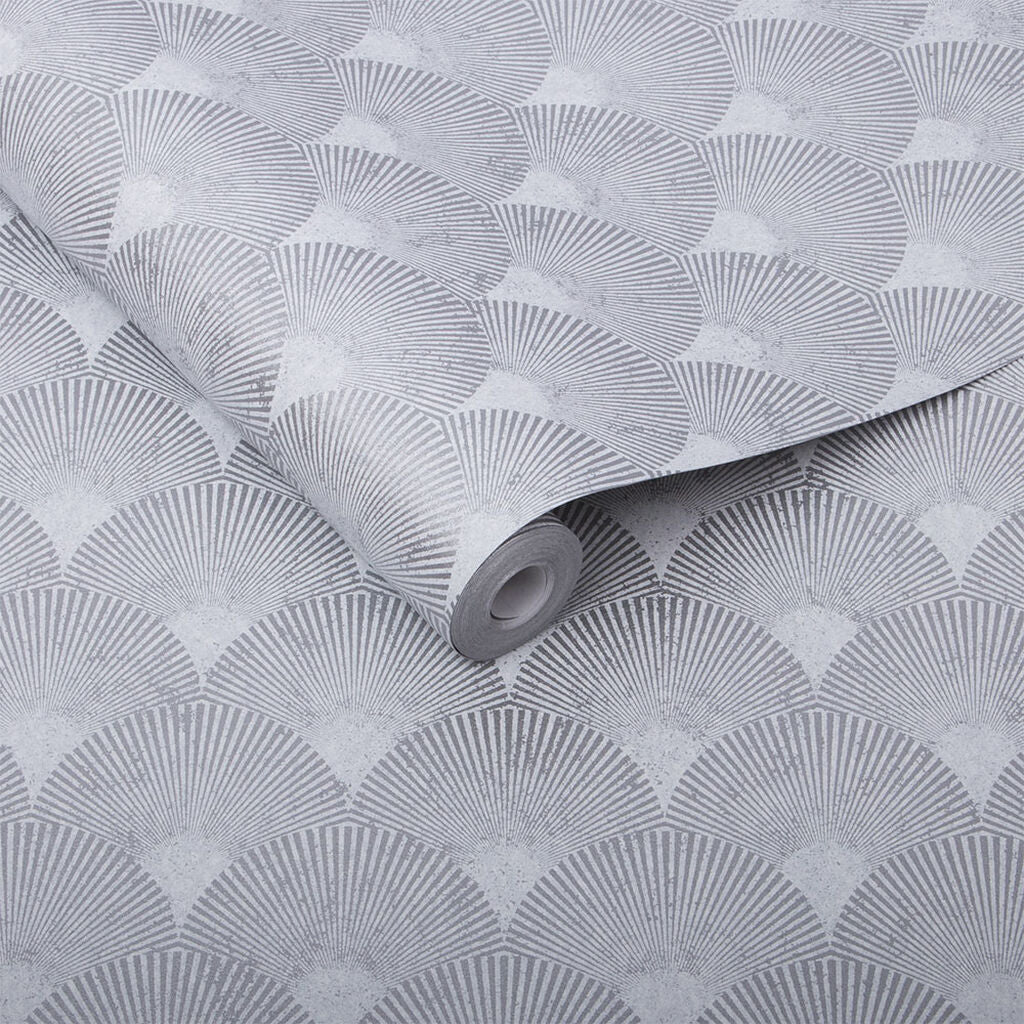 104301 - Fan Wallpaper - Silver - Graham & Brown
