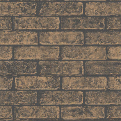 Metallic Brick Wallpaper - Brown 