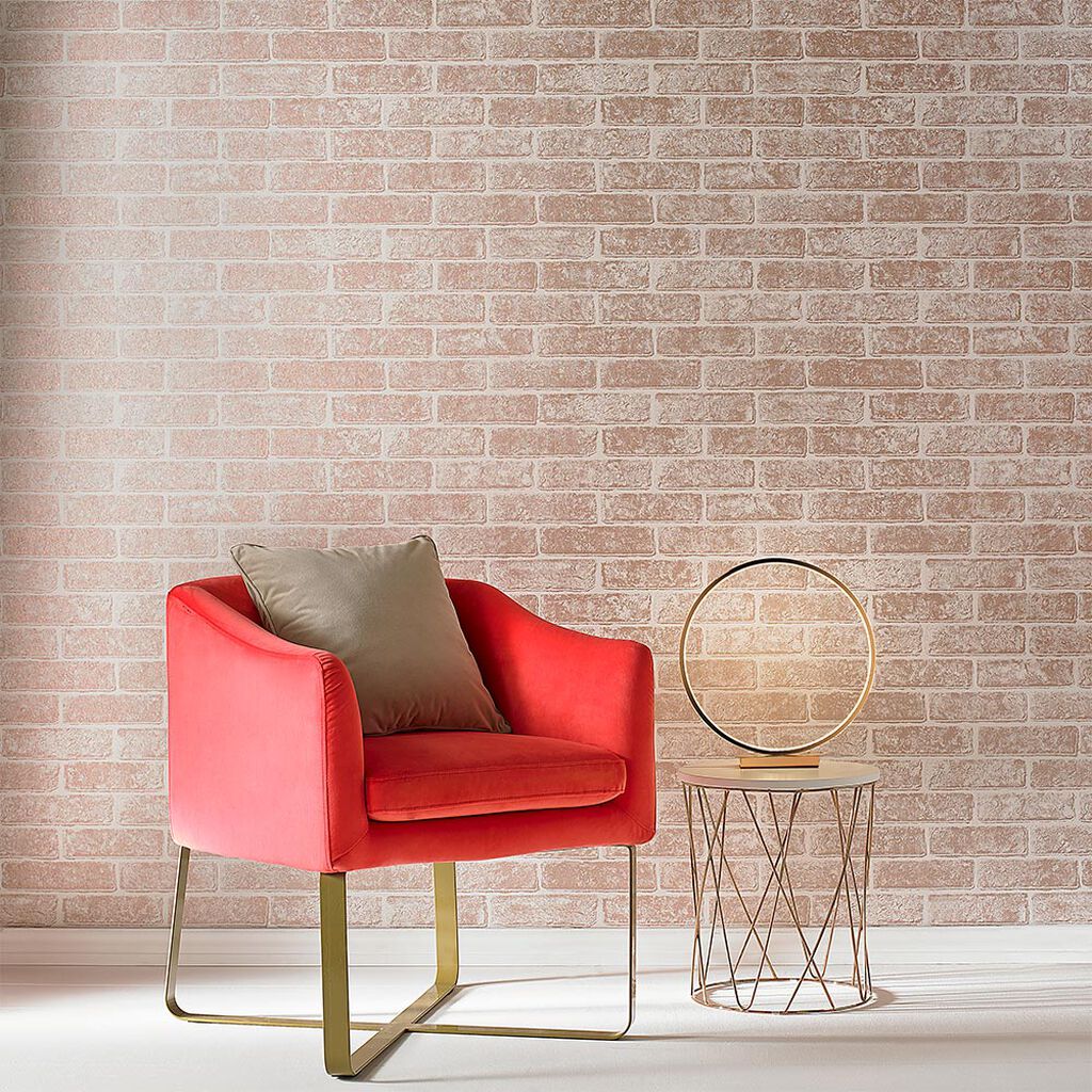 Metallic Brick Room Wallpaper 2 - Pink
