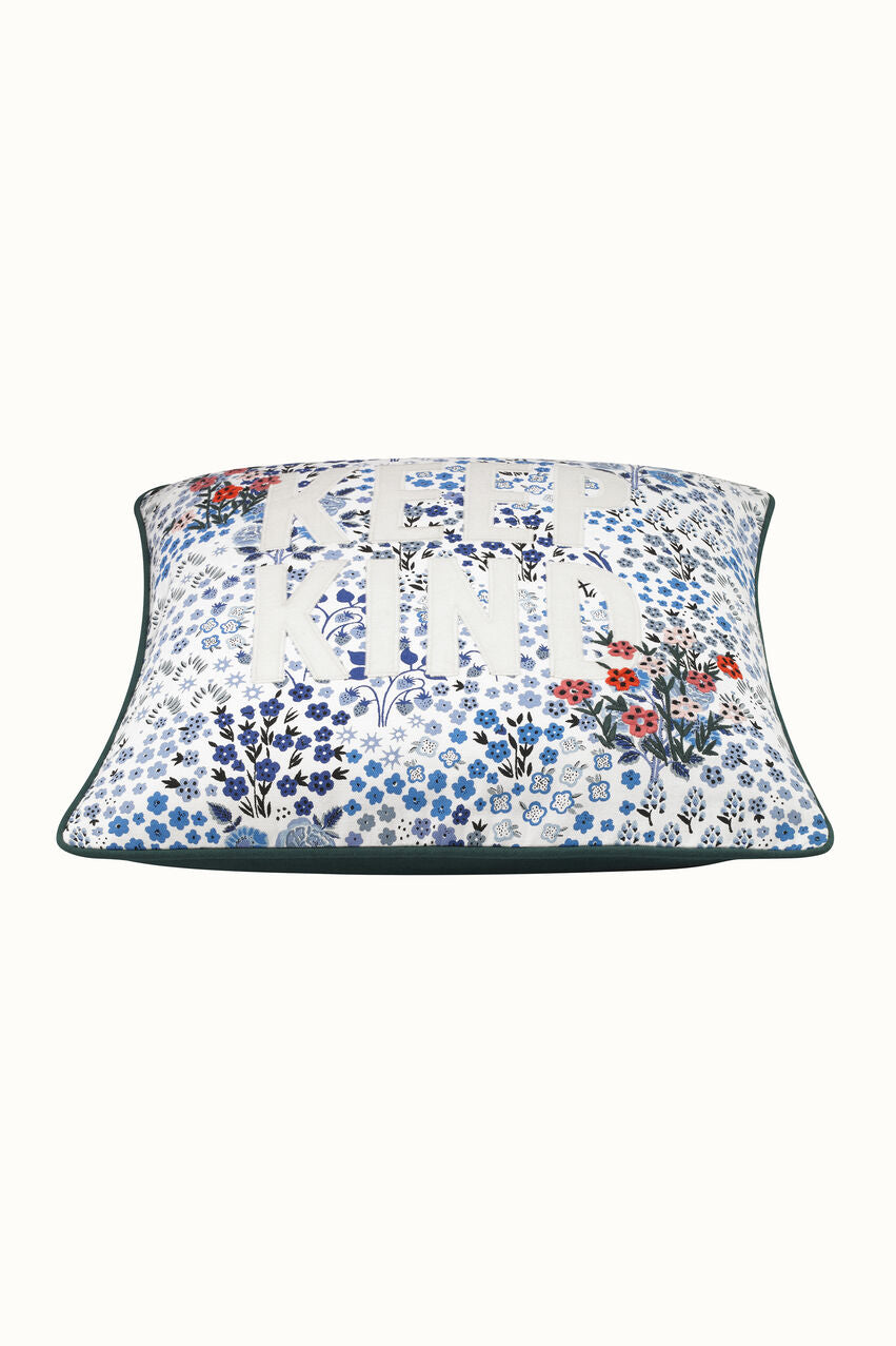 Artist Kingdom Ditsy Keep Kind Square Cushion - Blue