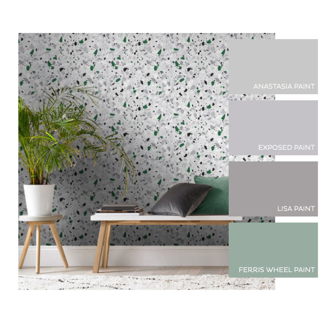Terrazzo Room Wallpaper - Green