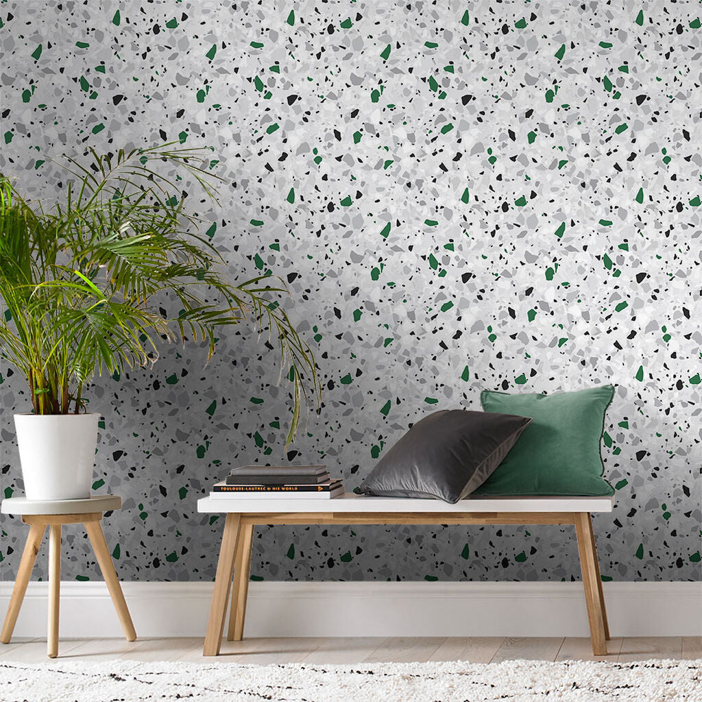 104535 - Terrazzo Wallpaper - Green - Graham & Brown