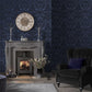 104563 - Gothic Damask Flock Wallpaper - Cobalt - Graham & Brown