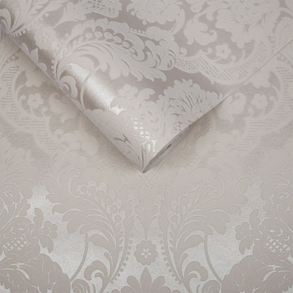 104565 - Gothic Damask Flock Wallpaper - White - Graham & Brown