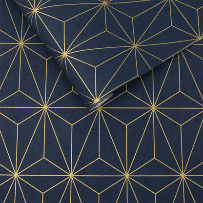104742 - Prism Wallpaper - Navy Gold - Graham & Brown