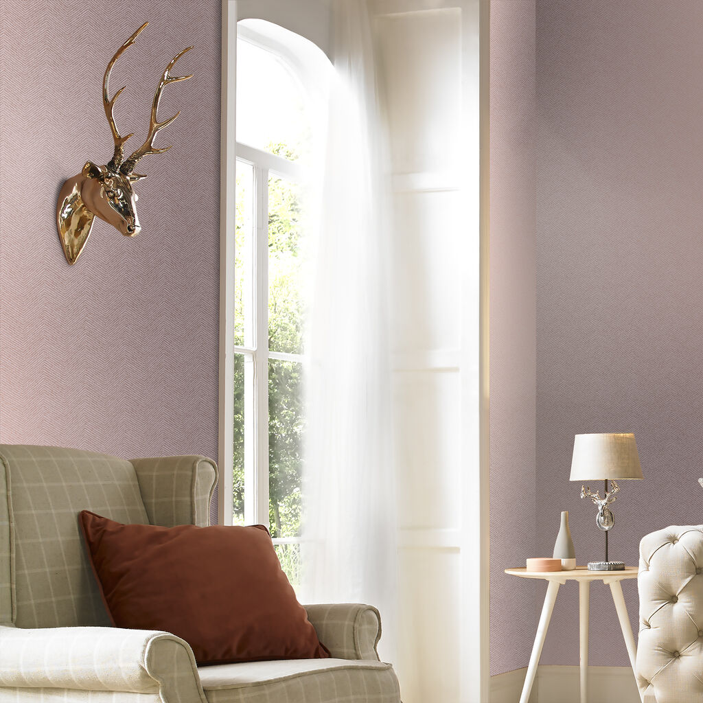 Chevron Texture Room Wallpaper - Pink