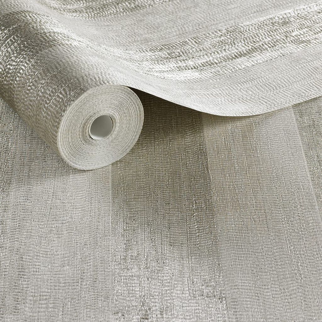 Water Silk Stripe Ivory & Taupe Room Wallpaper - Cream