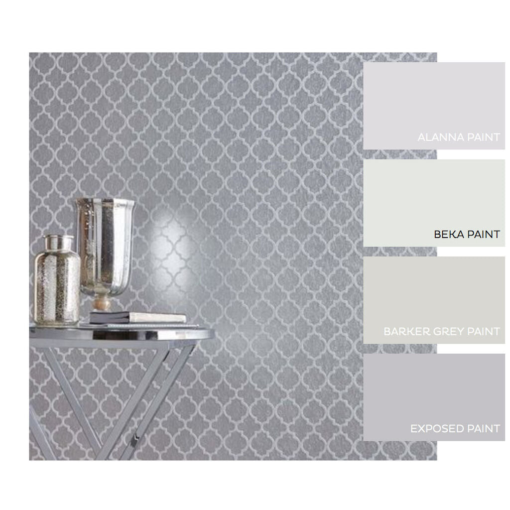 Trelliage Bead Room Wallpaper - Gray