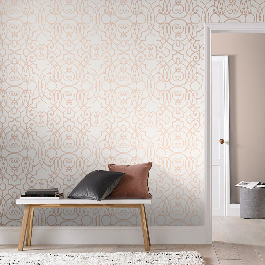 105236 - Shoji Wallpaper - Blossom & Rose Gold - Graham & Brown