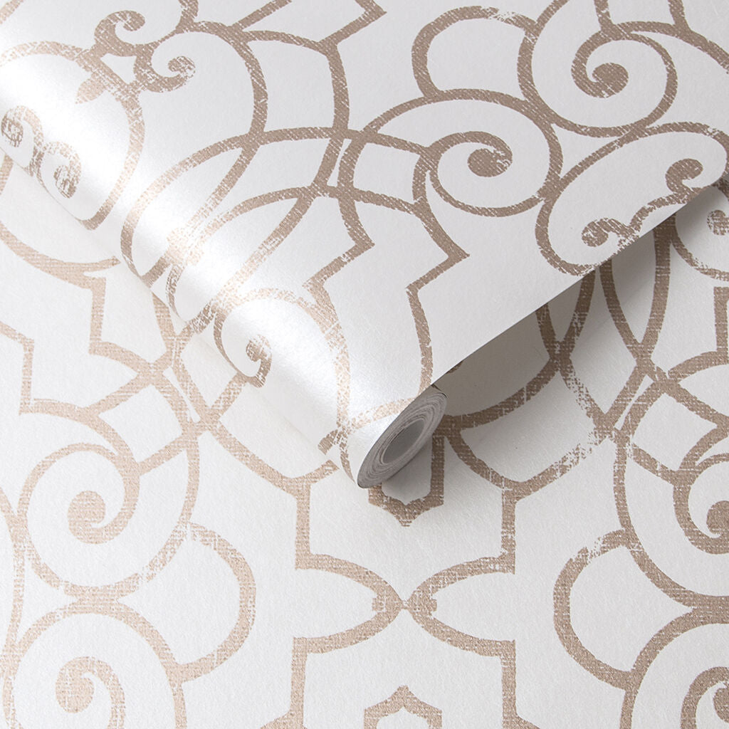 105236 - Shoji Wallpaper - Blossom & Rose Gold - Graham & Brown