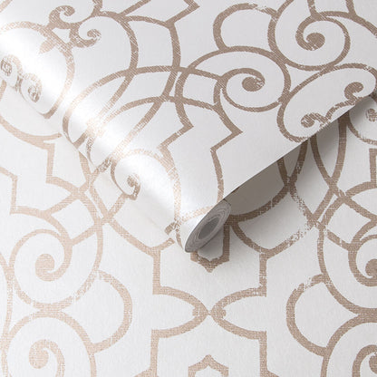 105236 - Shoji Wallpaper - Blossom & Rose Gold - Graham & Brown