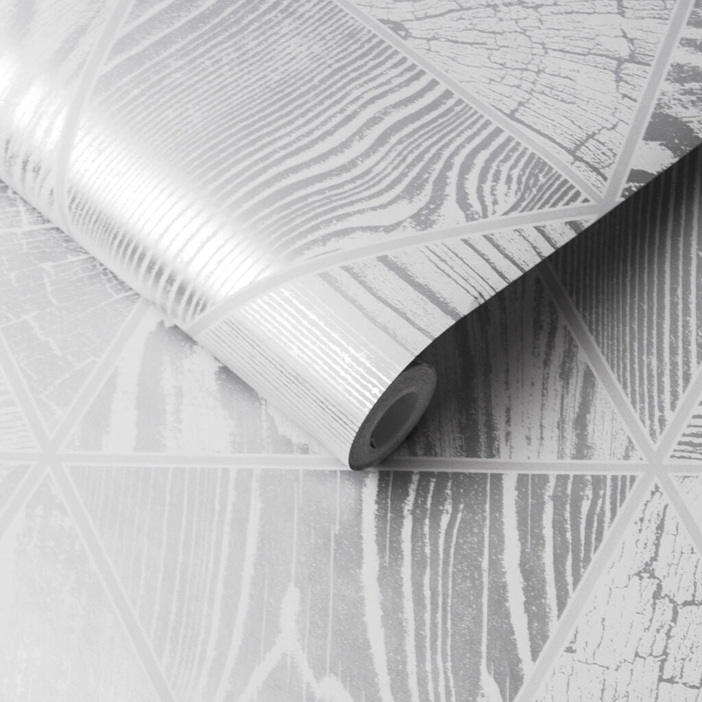 Geo Grain Room Wallpaper - Silver