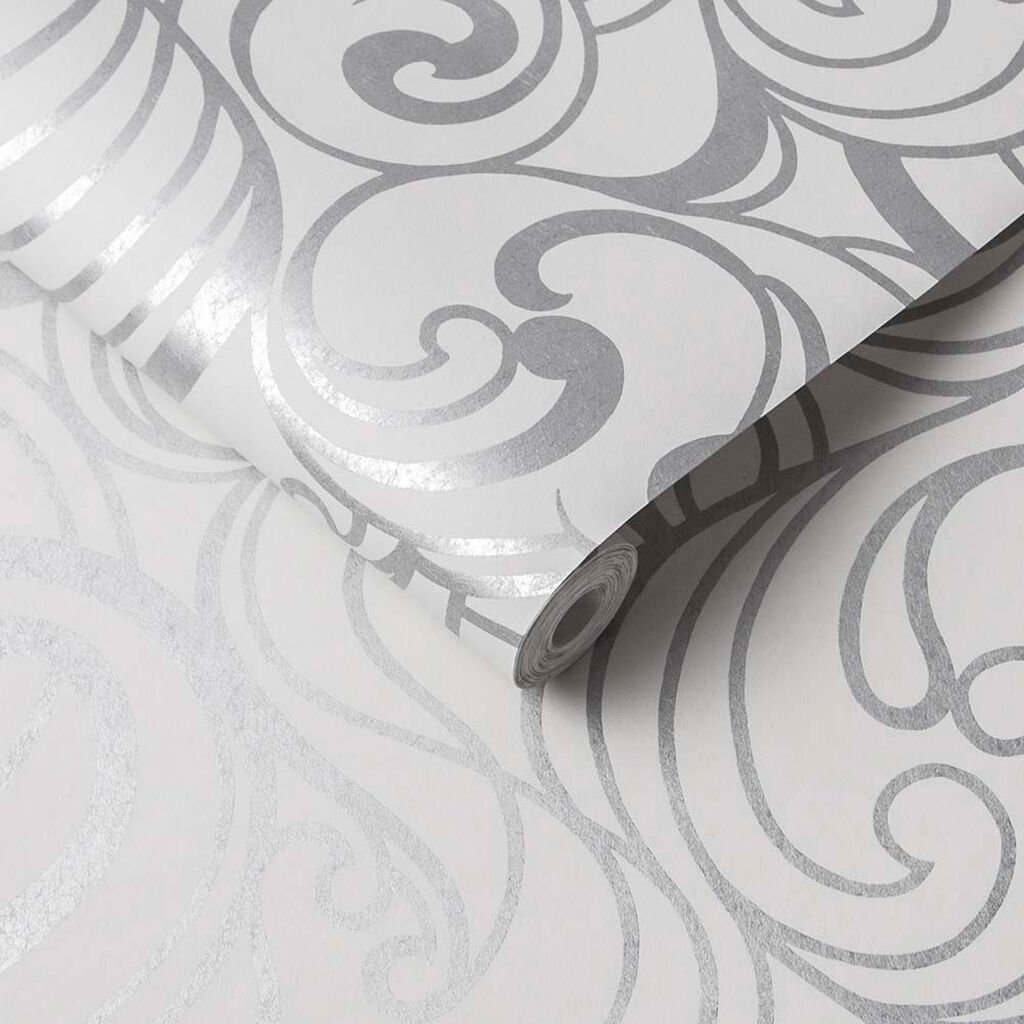 Hula Swirl Wallpaper - Silver