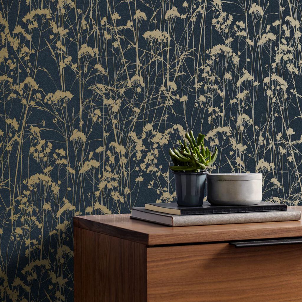 105460 - Grace Wallpaper - Midnight - Graham & Brown