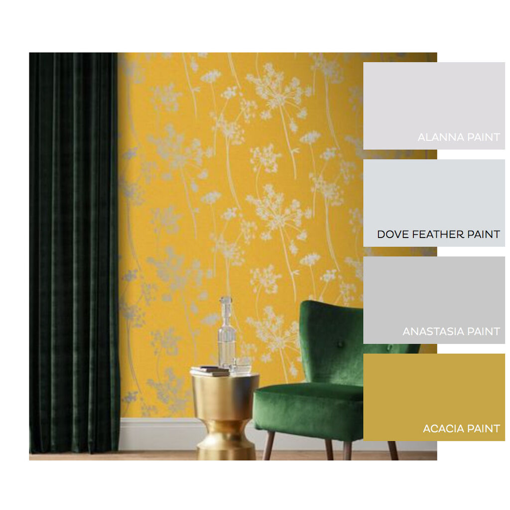 Anthriscus Room Wallpaper 2 - Yellow 