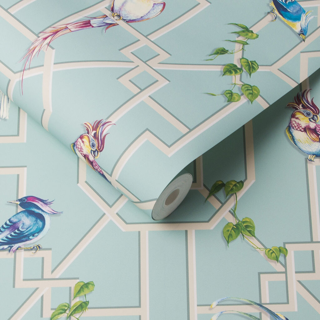 Bird Cage Room Wallpaper - Teal