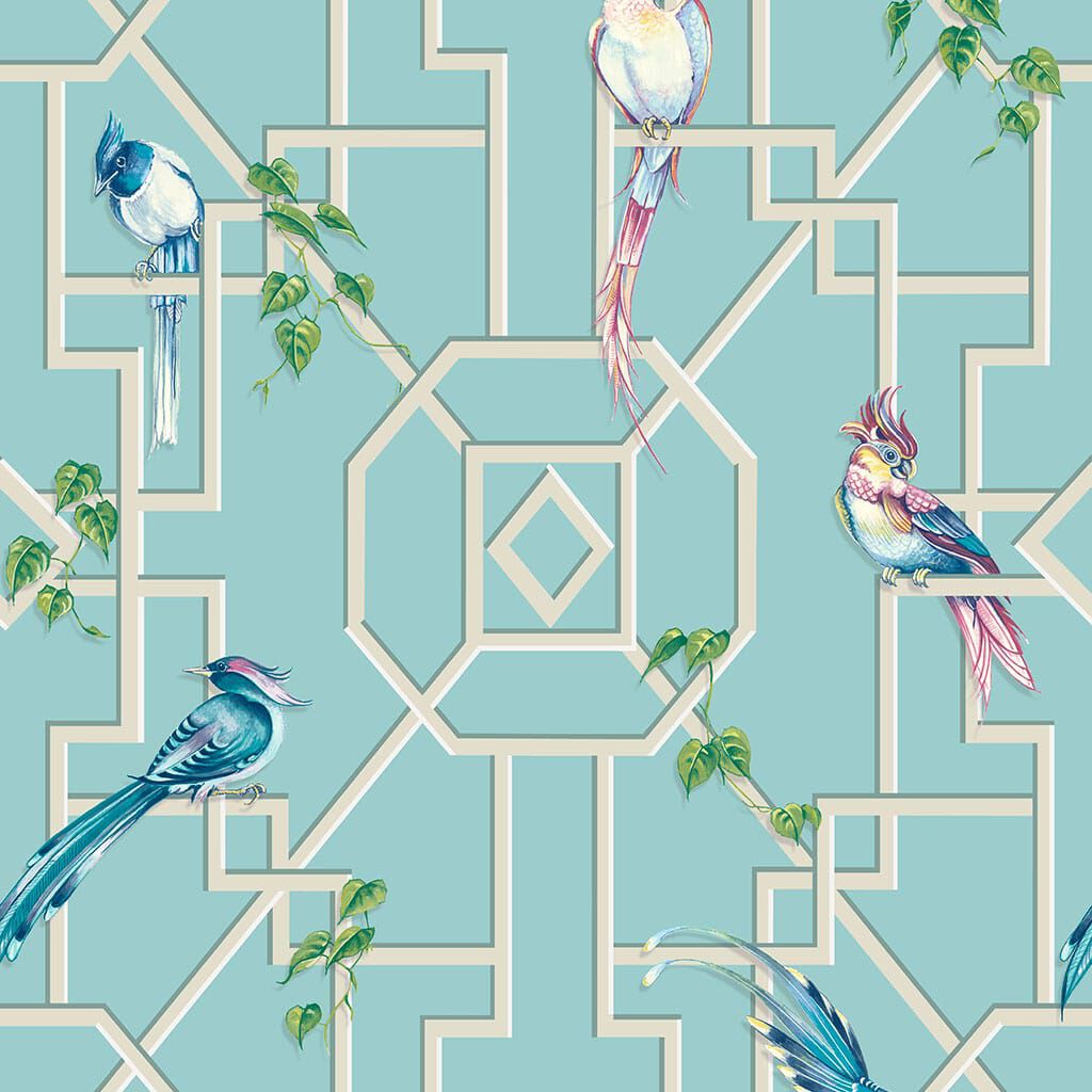 Bird Cage Wallpaper - Teal
