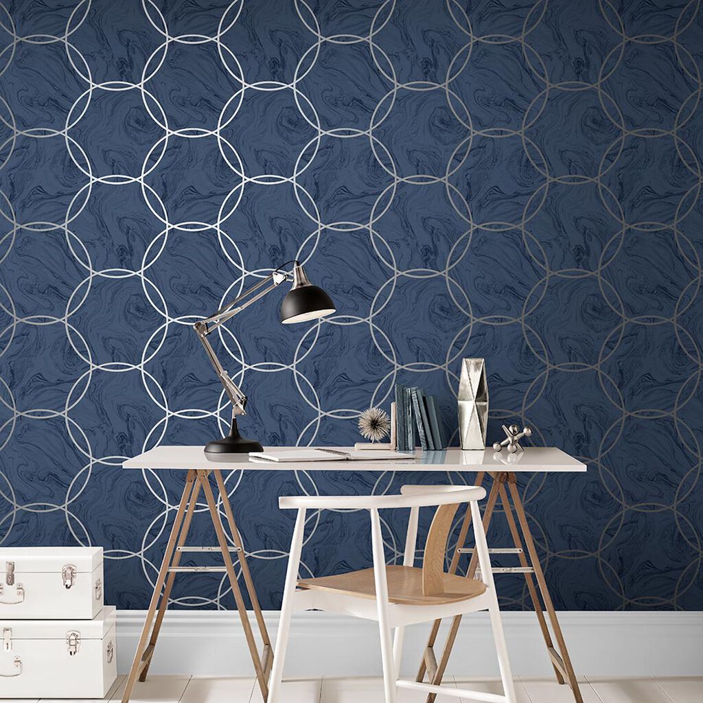 Aqueous Geo Room Wallpaper - Blue