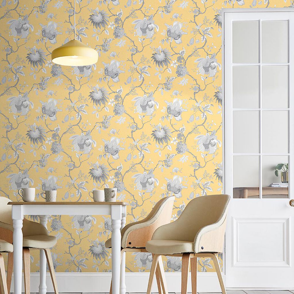 Bordado Room Wallpaper 2 - Yellow