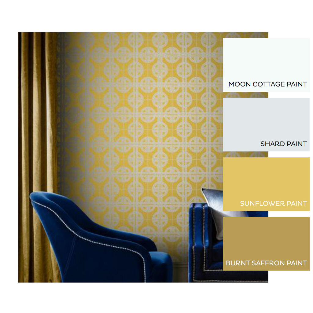Asian Lattice Room Wallpaper 2 - Yellow