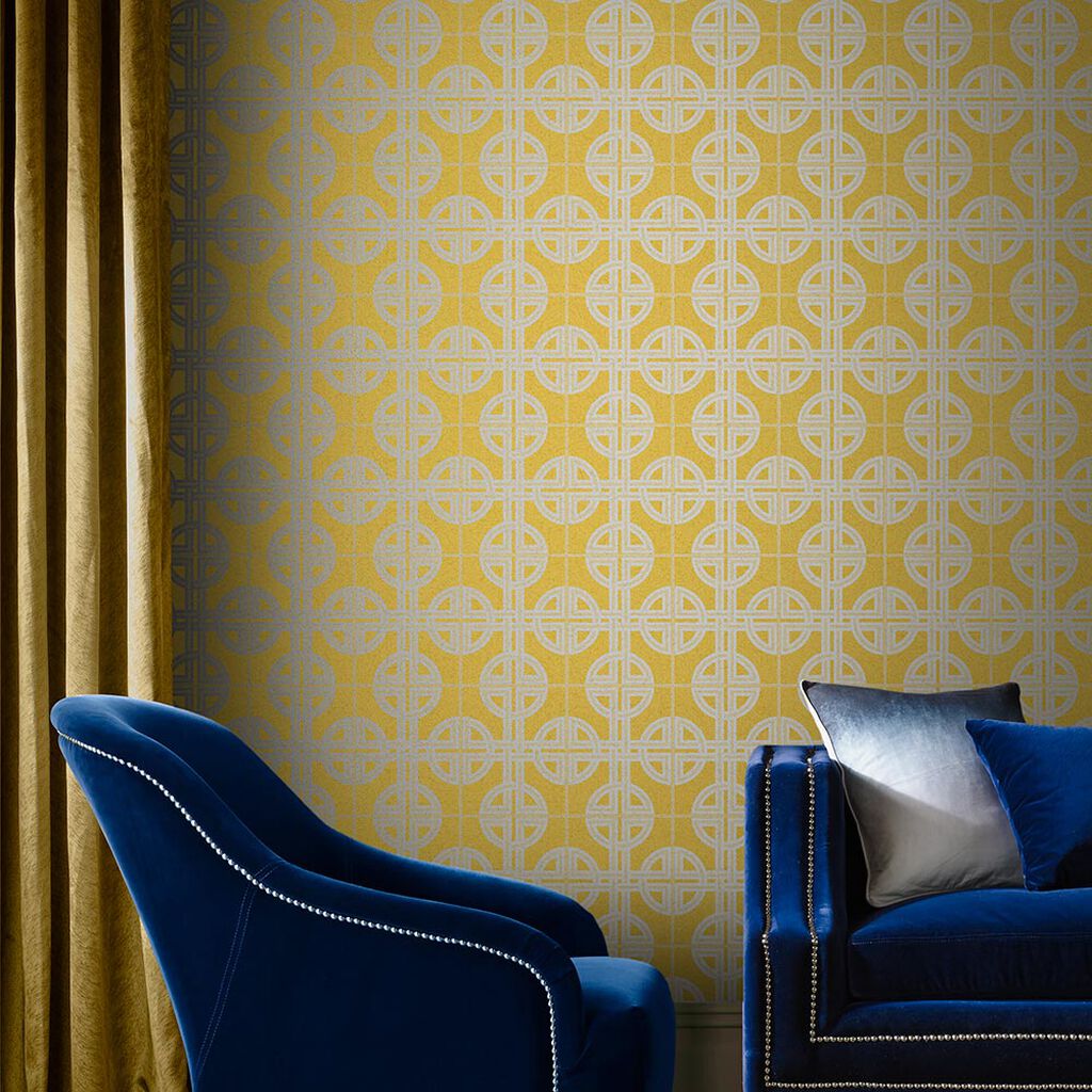 105781 - Asian Lattice Wallpaper - Saffron - Graham & Brown