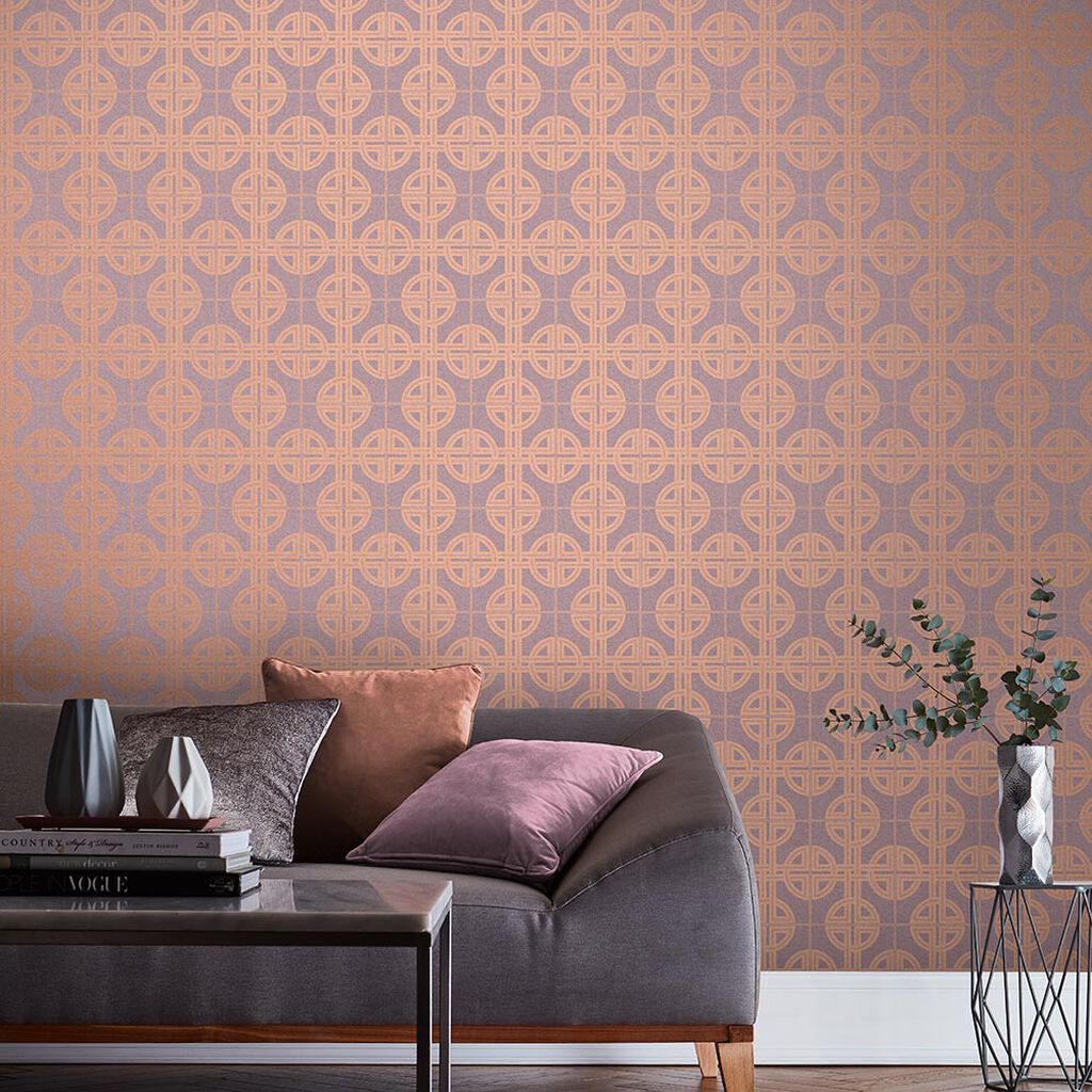 Asian Lattice Room Wallpaper - Pink