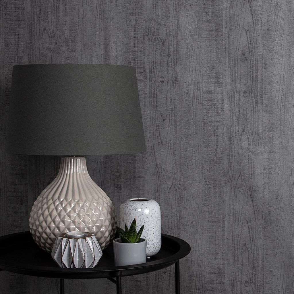105861 - Wood Grain Wallpaper - Grey - Graham & Brown