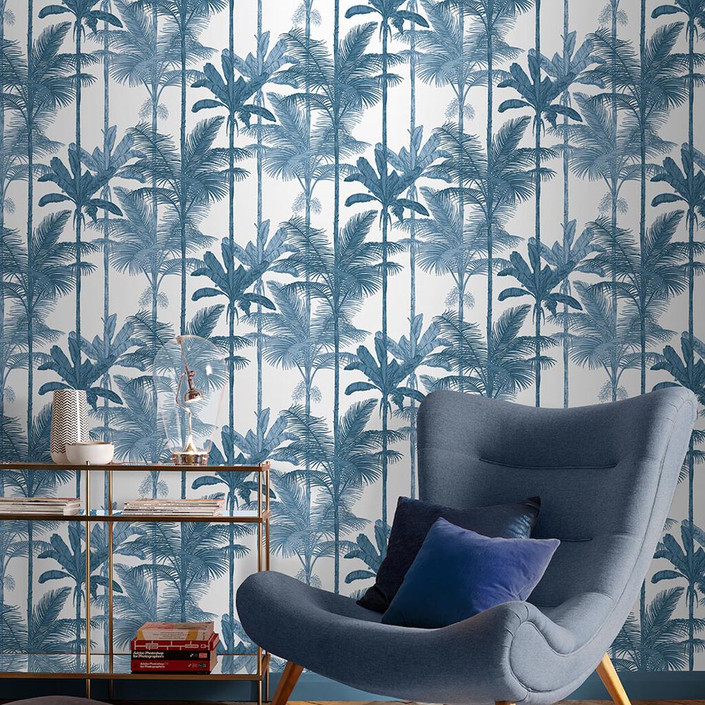 105914 - Jungle Wallpaper - Cobalt - Graham & Brown