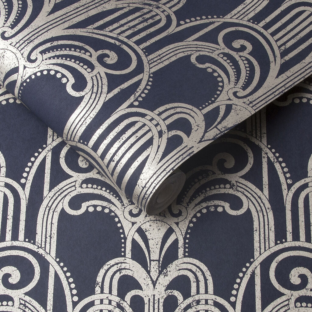 105920 - Art Deco Wallpaper - Midnight - Graham & Brown