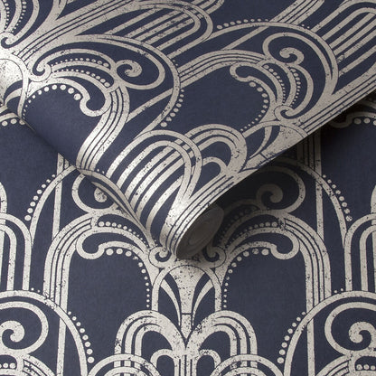 105920 - Art Deco Wallpaper - Midnight - Graham & Brown