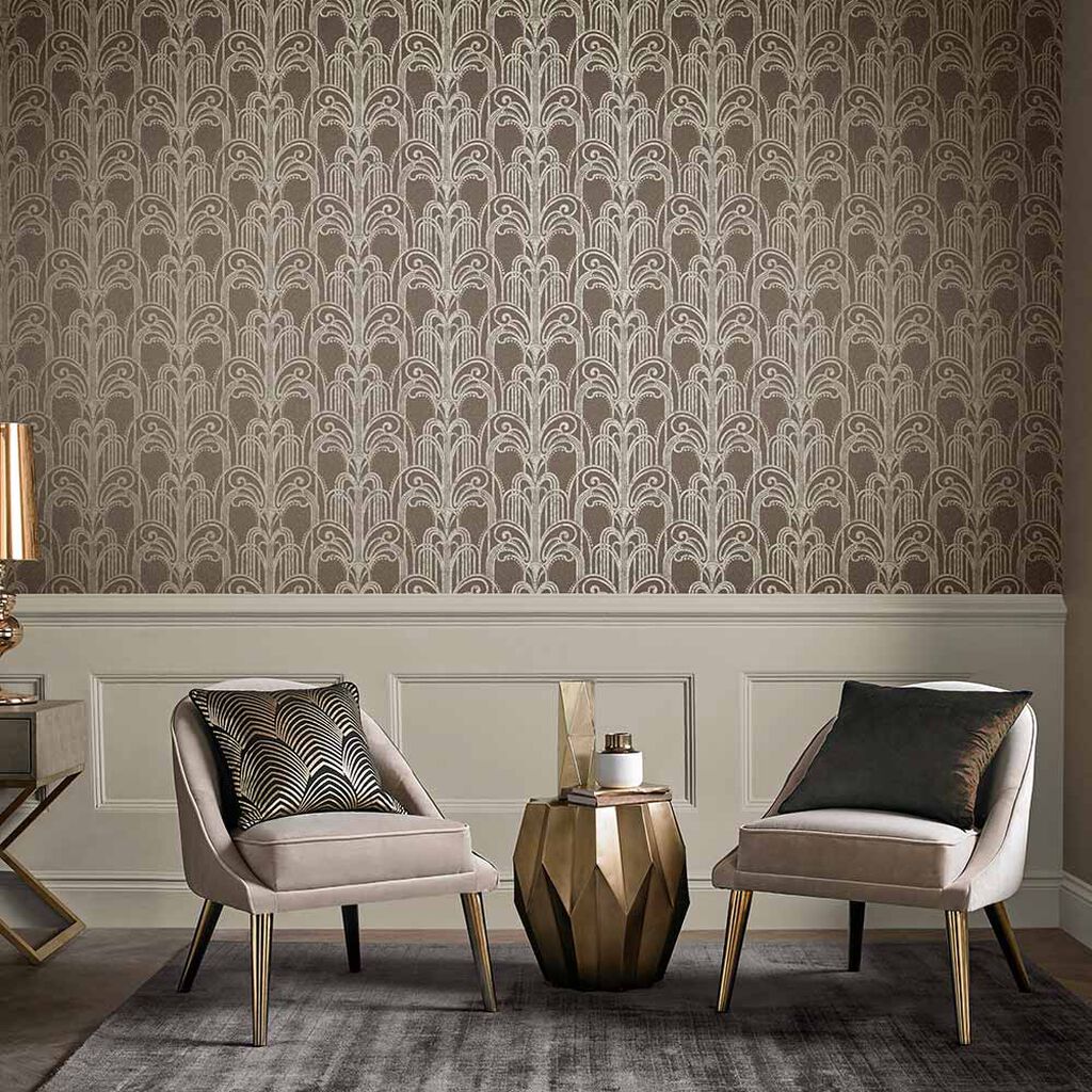 105921 - Art Deco Wallpaper - Natural - Graham & Brown