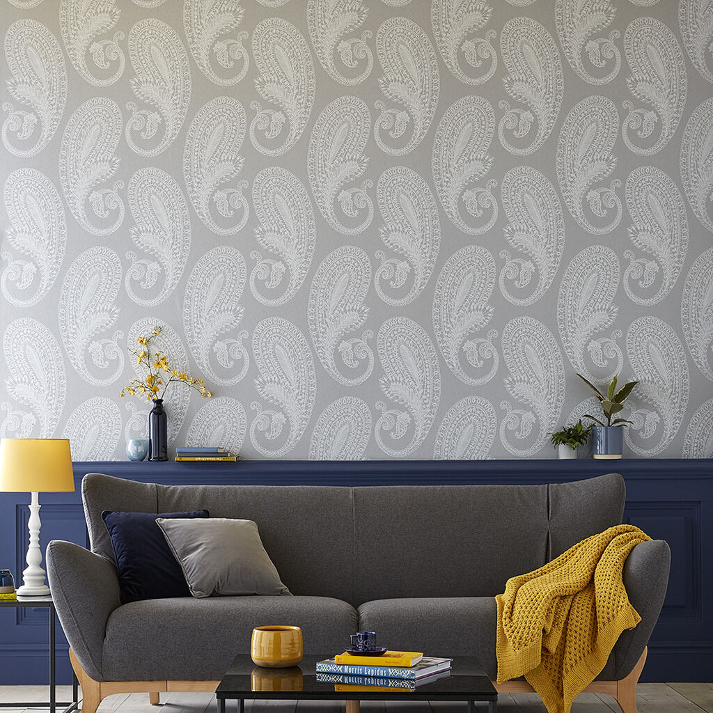 Boteh Room Wallpaper - Gray
