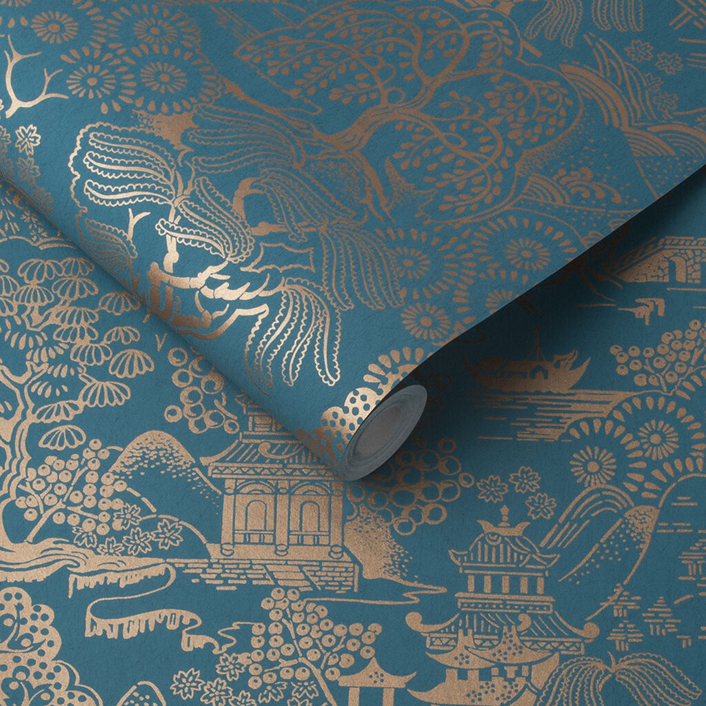105932 - Basuto Wallpaper - Teal - Graham & Brown