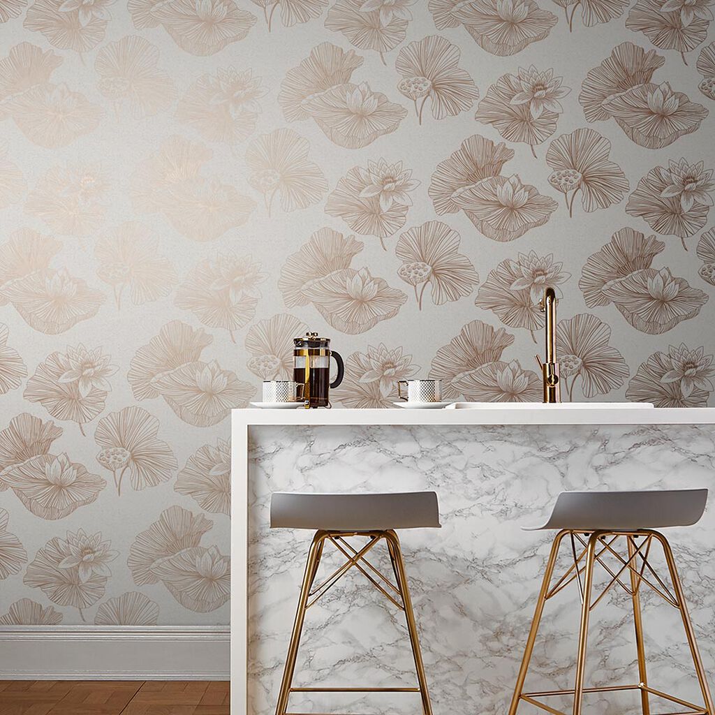 105934 - Lotus Wallpaper - Cream - Graham & Brown