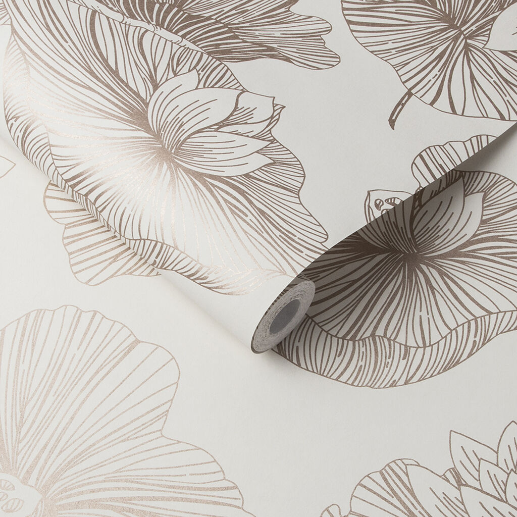 105934 - Lotus Wallpaper - Cream - Graham & Brown