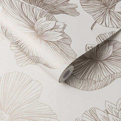 105934 - Lotus Wallpaper - Cream - Graham & Brown