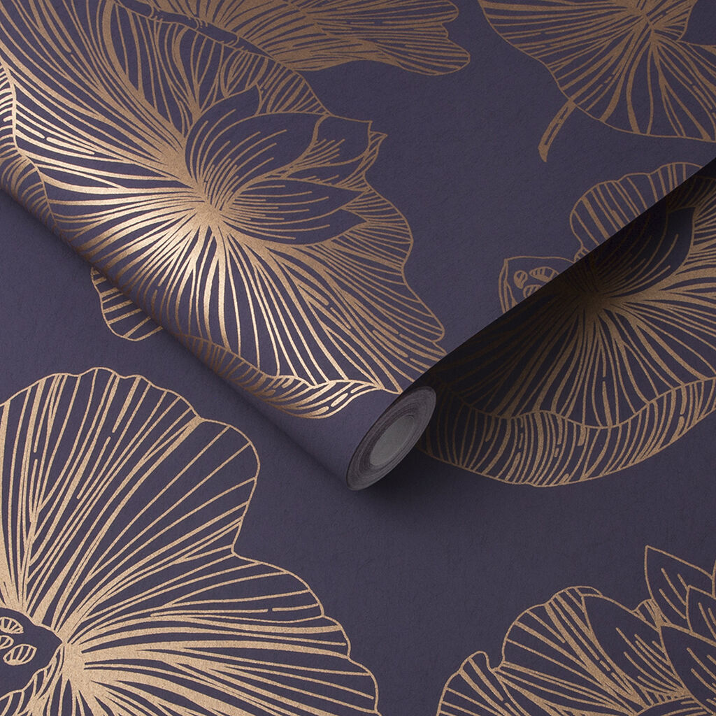 105936 - Lotus Wallpaper - Plum - Graham & Brown