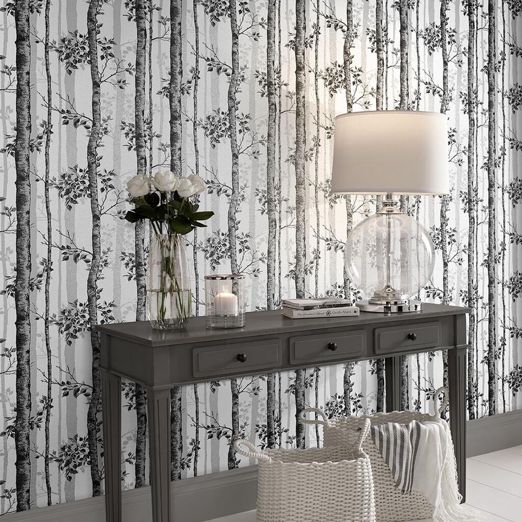 106424 - Albero Wallpaper - Black & White - Graham & Brown