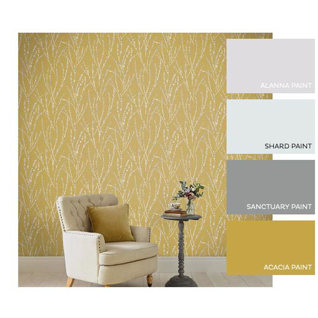 Floret Room Wallpaper 2 - Yellow