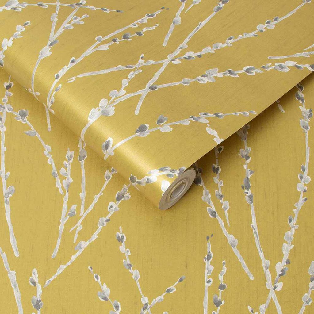106426 - Floret Wallpaper - Mustard - Graham & Brown