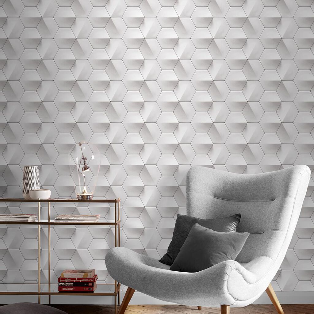 Hex-A-Gone Room Wallpaper 2 - Gray