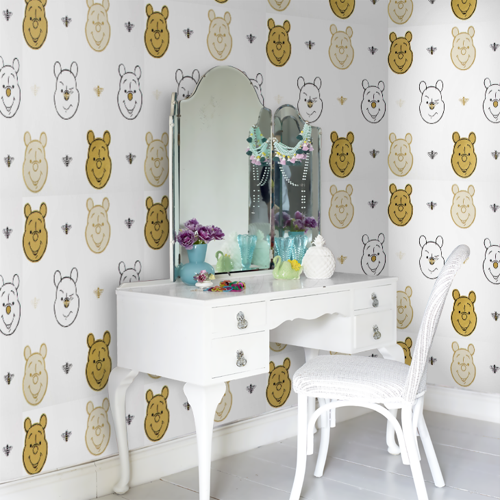 Bee Winnie the Pooh Nursey Room Wallpaper 10 - White