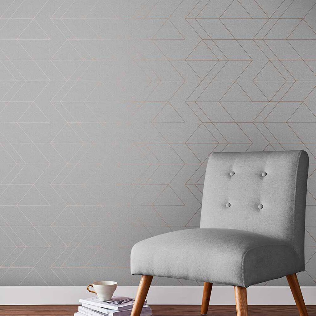 106756 - Balance Wallpaper - Grey & Rose Gold - Graham & Brown