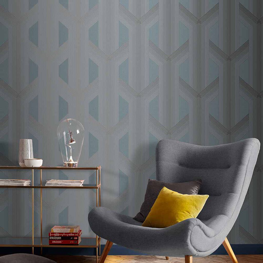 106759 - Lagom Geo Wallpaper - Deep Sky - Graham & Brown