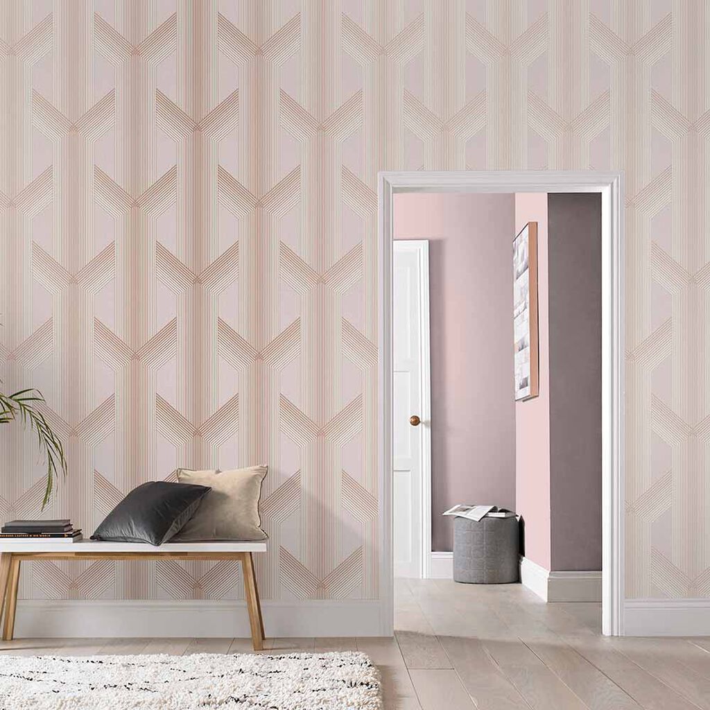 106760 - Lagom Geo Wallpaper - Blush - Graham & Brown
