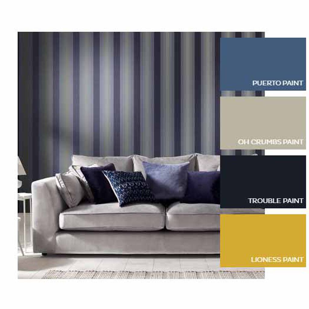 Lagom Stripe Room Wallpaper - Blue