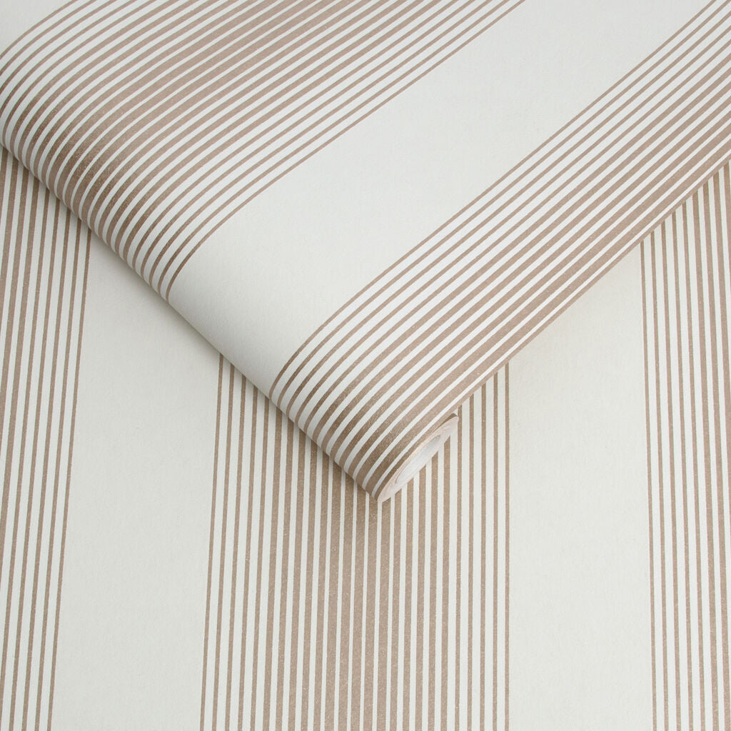 106768 - Lagom Stripe Wallpaper - White Rose Gold - Graham & Brown