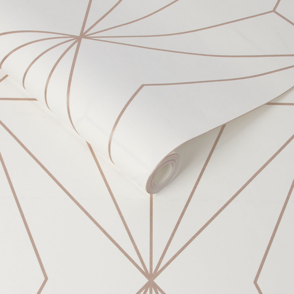 107589 - Harmony Wallpaper - White Rose Gold - Graham & Brown