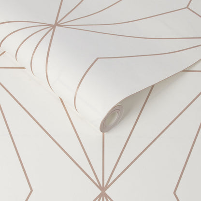107589 - Harmony Wallpaper - White Rose Gold - Graham & Brown