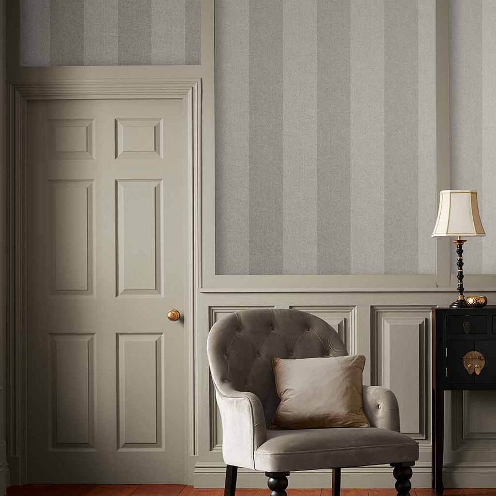107591 - Heritage Stripe Wallpaper - Taupe - Graham & Brown